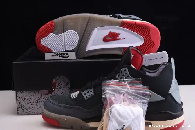Official Maikesneakers Jordan CV9388-001 4 Retro Air Bred Off x White 0514